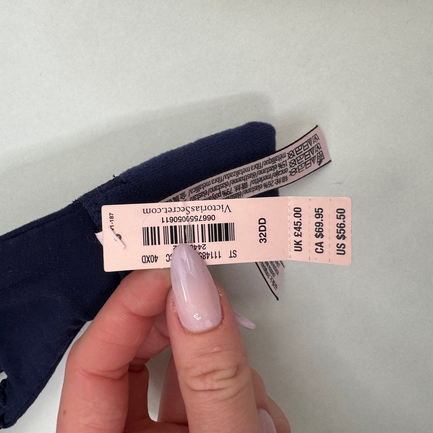 Victoria's Secret bra perfect shape lace navy- new