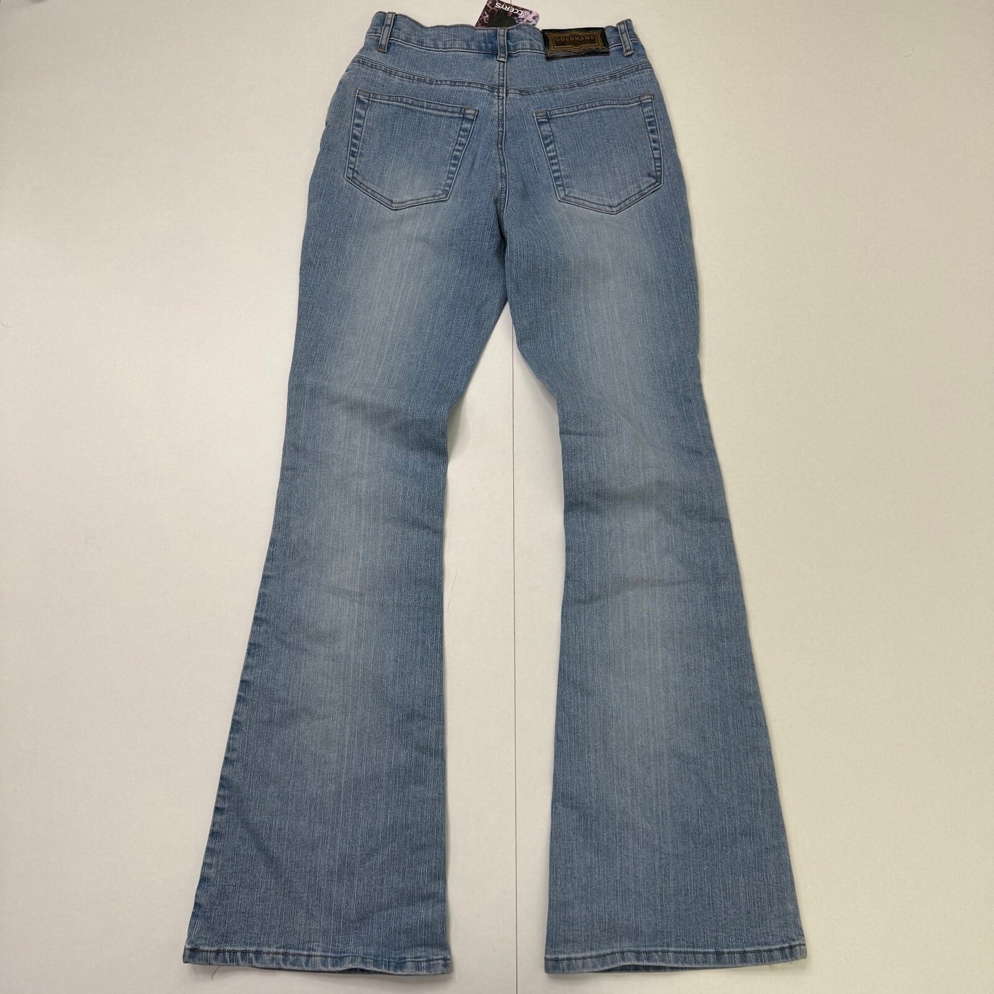 Y2K vintage bootcut denim jeans lace trim detail coquette beaded mid rise