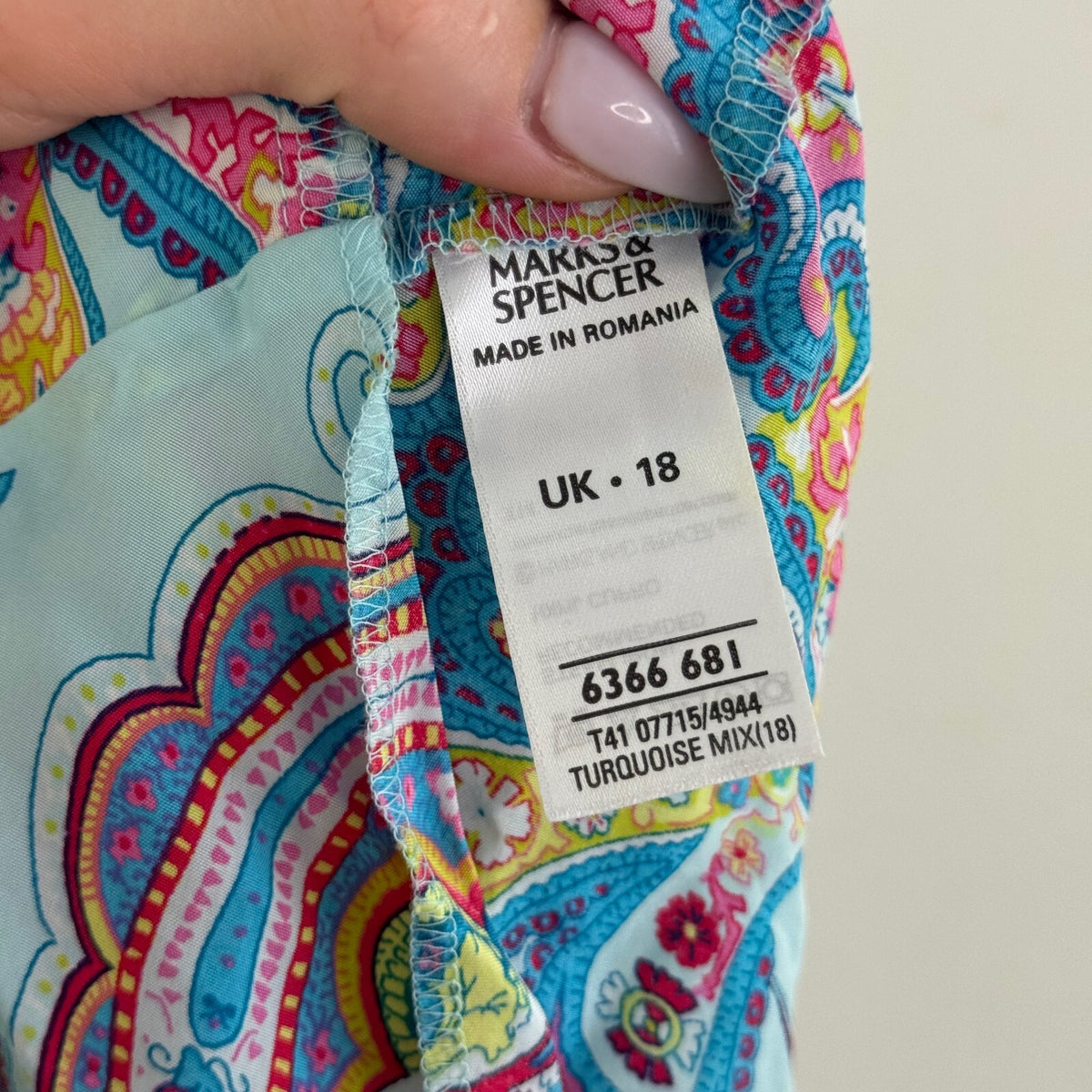 Y2K vintage paisley cami top ruffle multi light blue print v neck turquoise