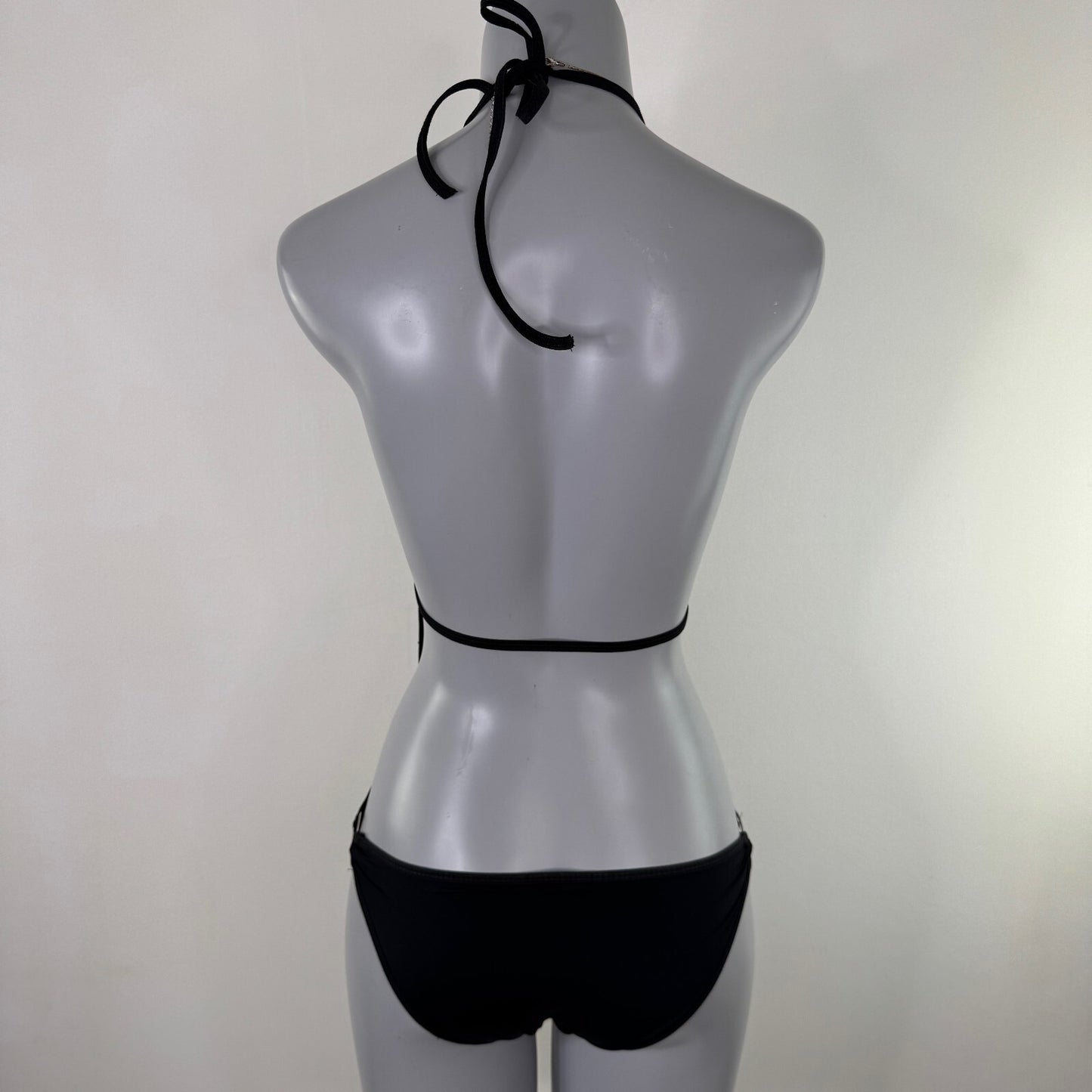 Y2K vintage monokini low rise cut out swimsuit halter neck o ring string bow