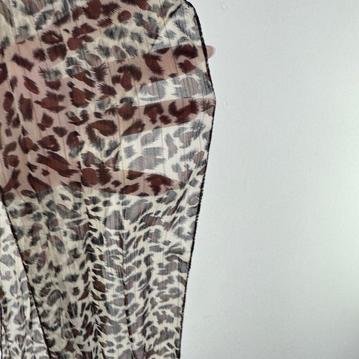 Y2K vintage scarf leopard print skinny thin sheer