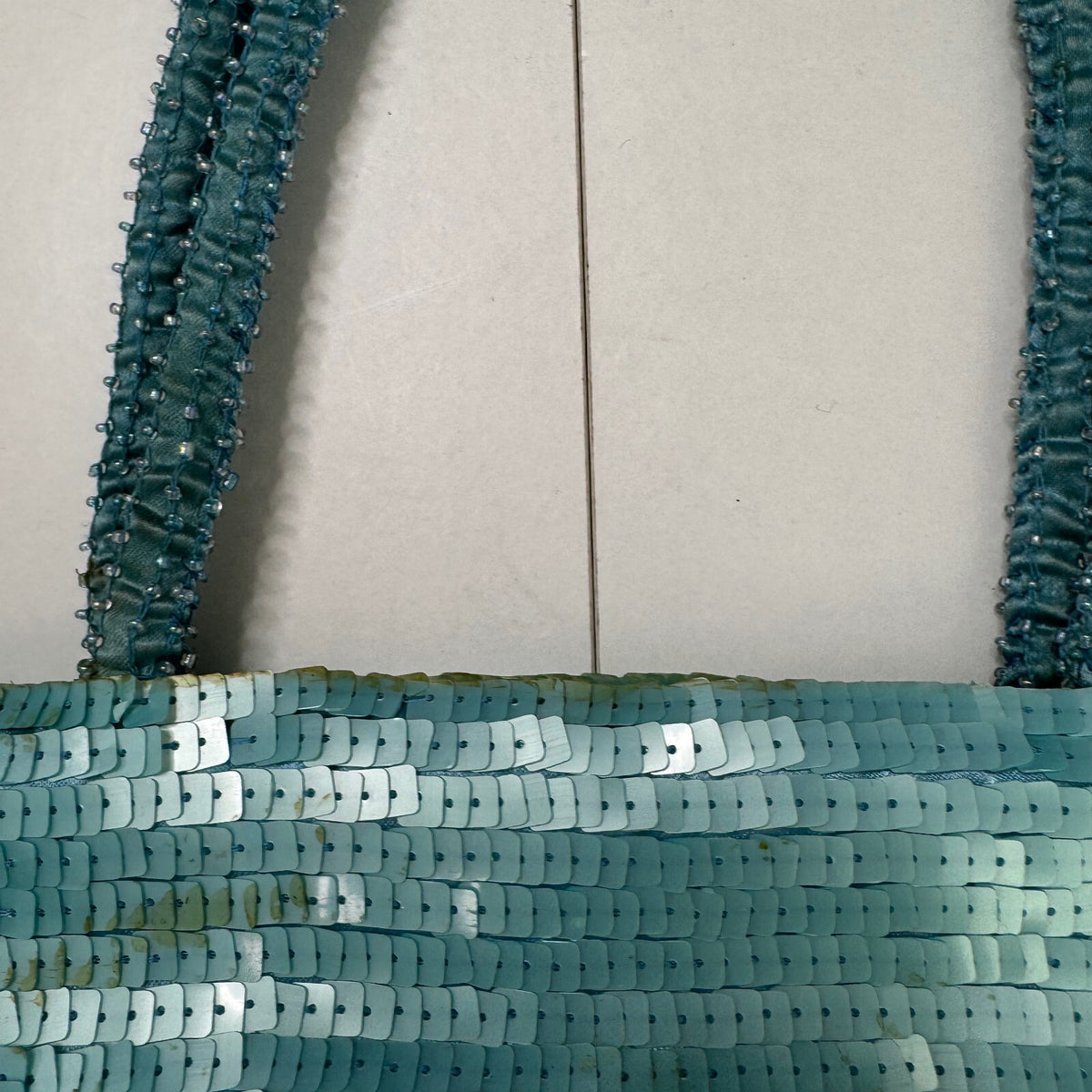 Y2K vintage sequin shoulder bag small turquoise blue beaded