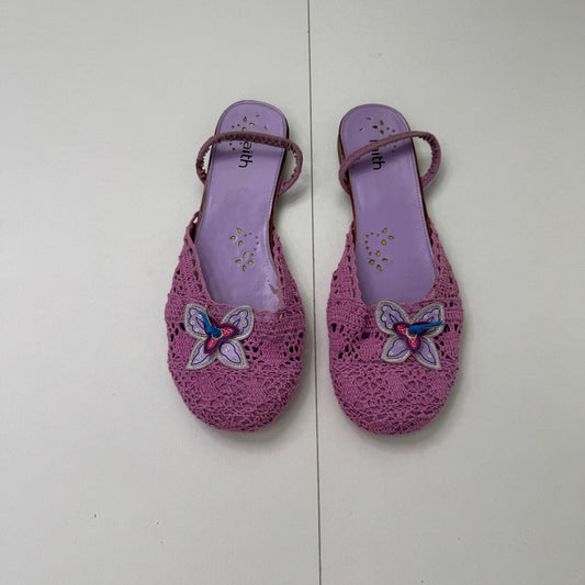 Y2K vintage Faith slip on sandals crochet butterfly lilac summer boho holiday