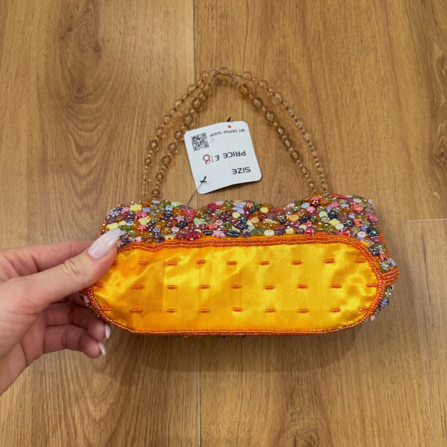Y2K vintage handbag beaded embellished orange multi
