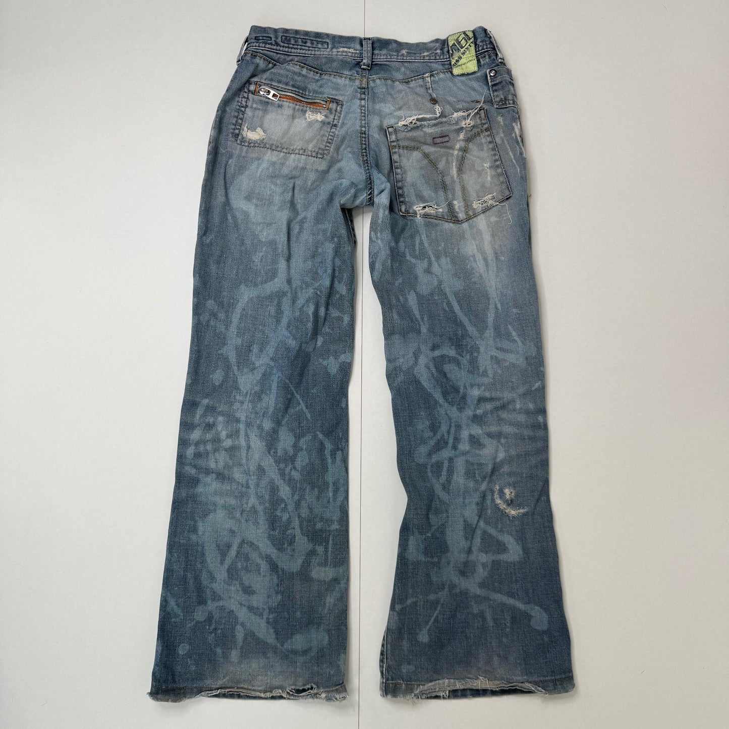 Y2K vintage Miss Sixty bootcut denim jeans low rise distressed baggy fit