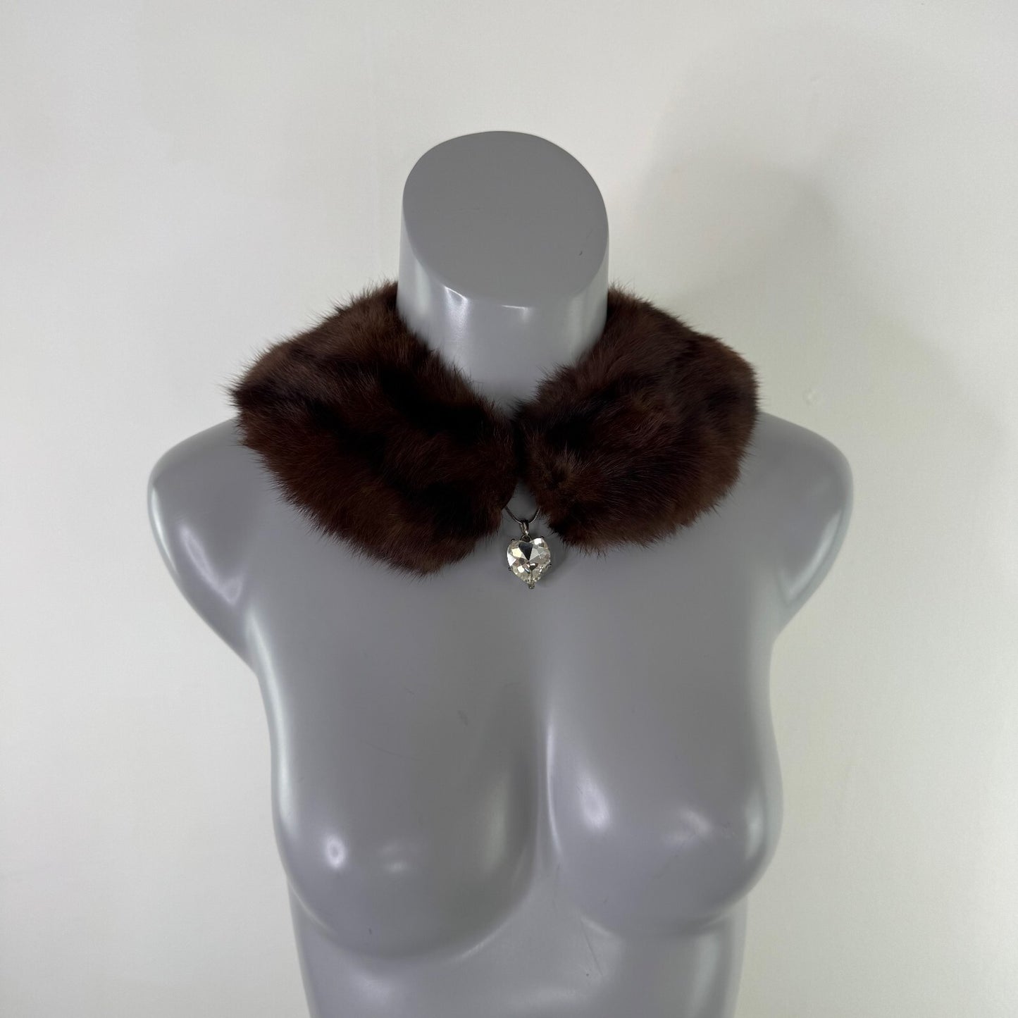 Vintage genuine fur collar trim scarf brown stripe