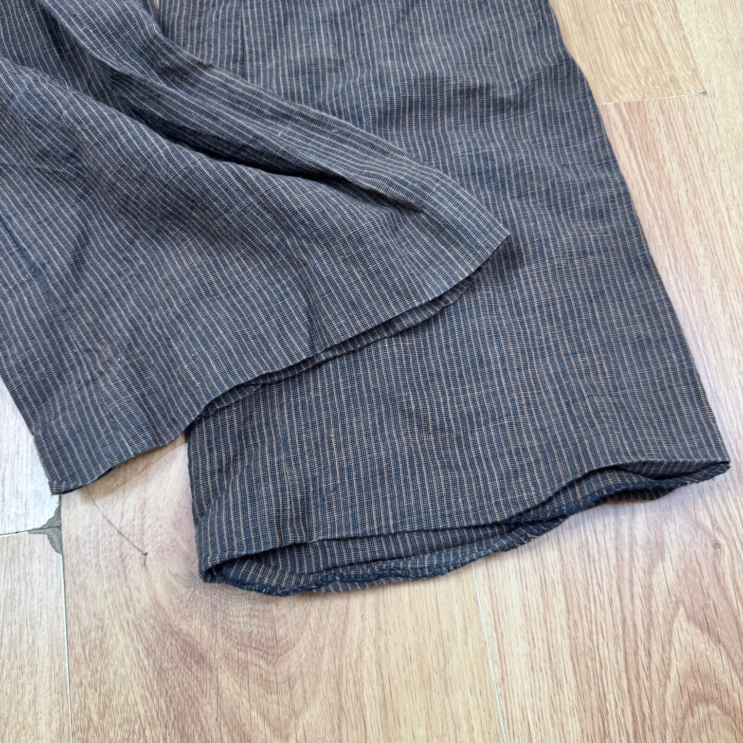 Y2K vintage linen tailored wide leg trousers dress pants formal office pinstripe