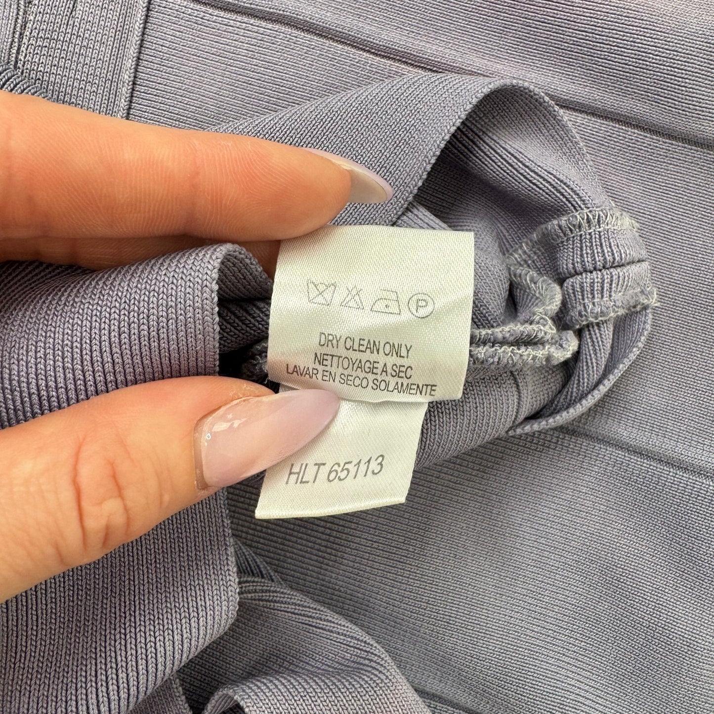 Vintage Hervé Léger bandage midi dress dusty lilac dark blue block colour