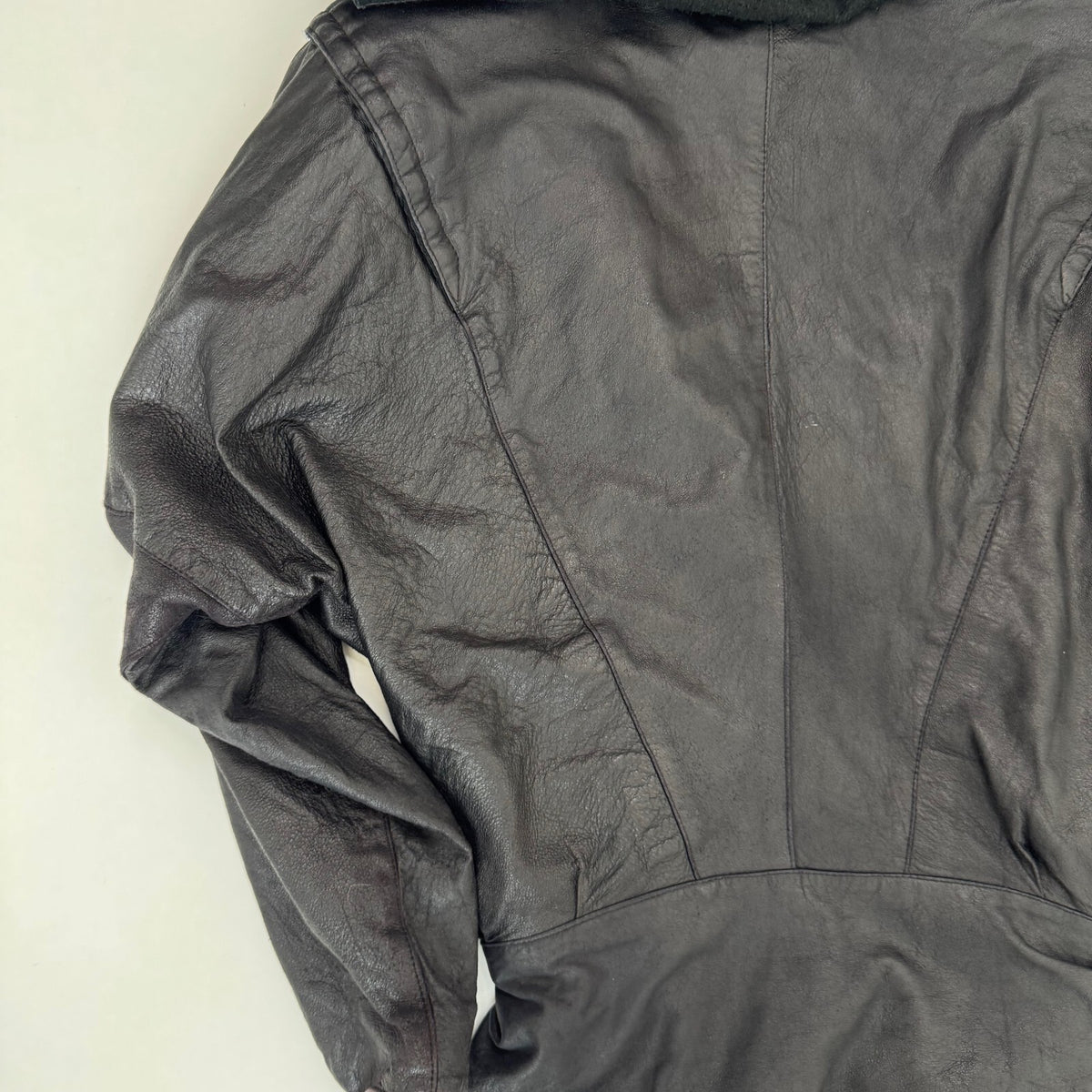 Vintage Genuine Leather Batwing Wrap Jacket Oversized Cowl Collar Statement 80s