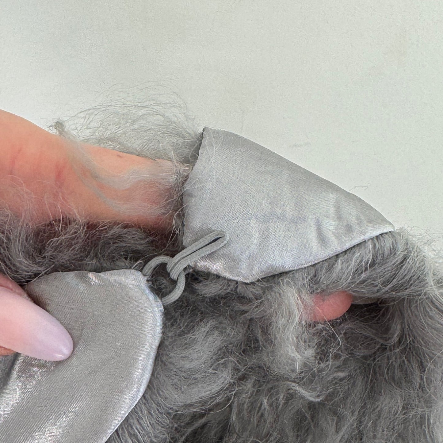 Vintage mongolian fur scarf shawl grey wool