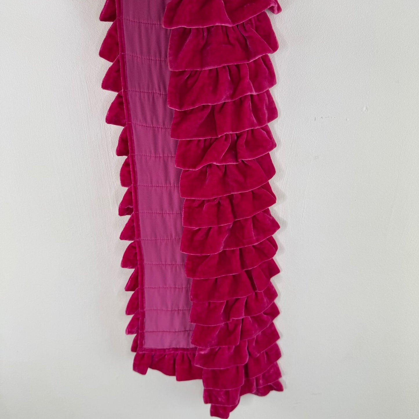 Y2K vintage scarf frilly hot pink velvet tiered