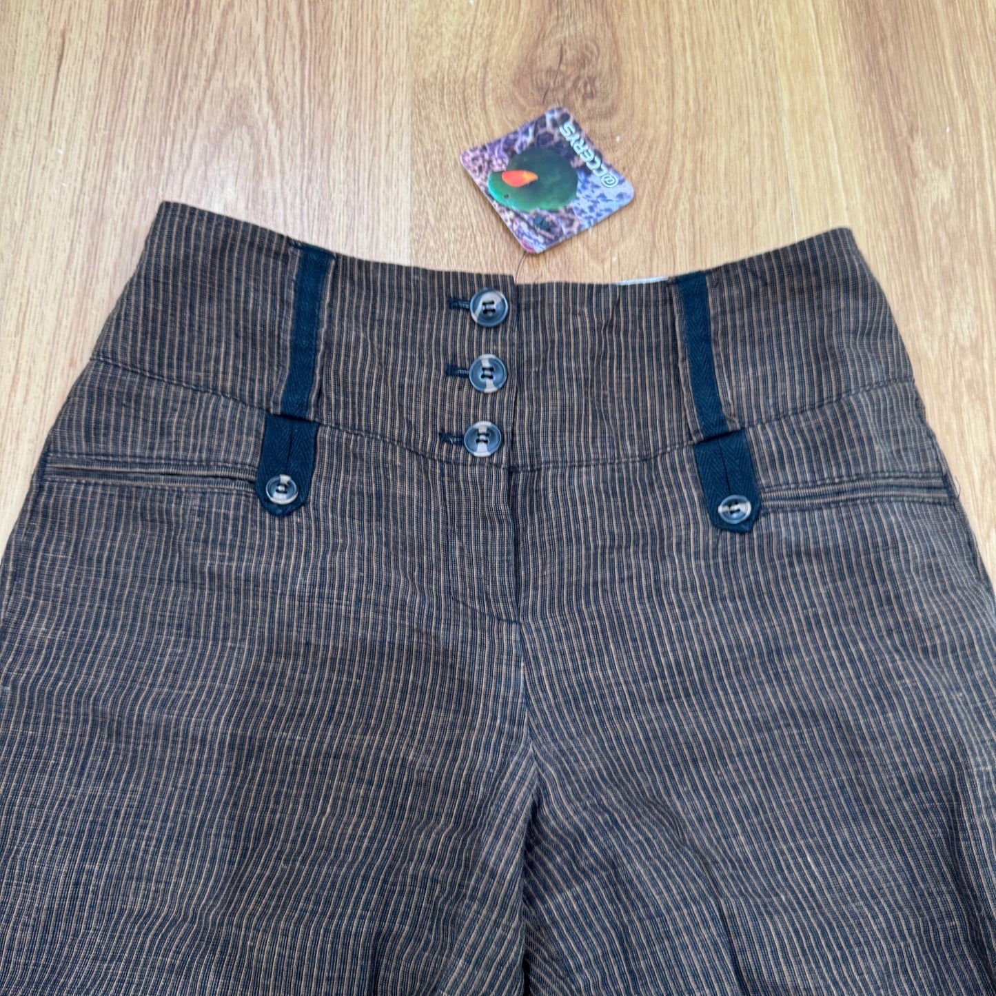 Y2K vintage linen tailored wide leg trousers dress pants formal office pinstripe