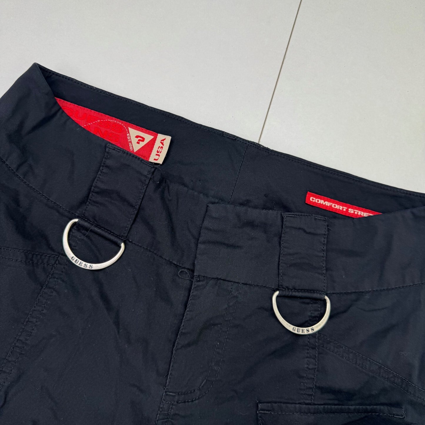 Y2K vintage Guess low rise cargo trousers pants utility baggy pockets stretchy