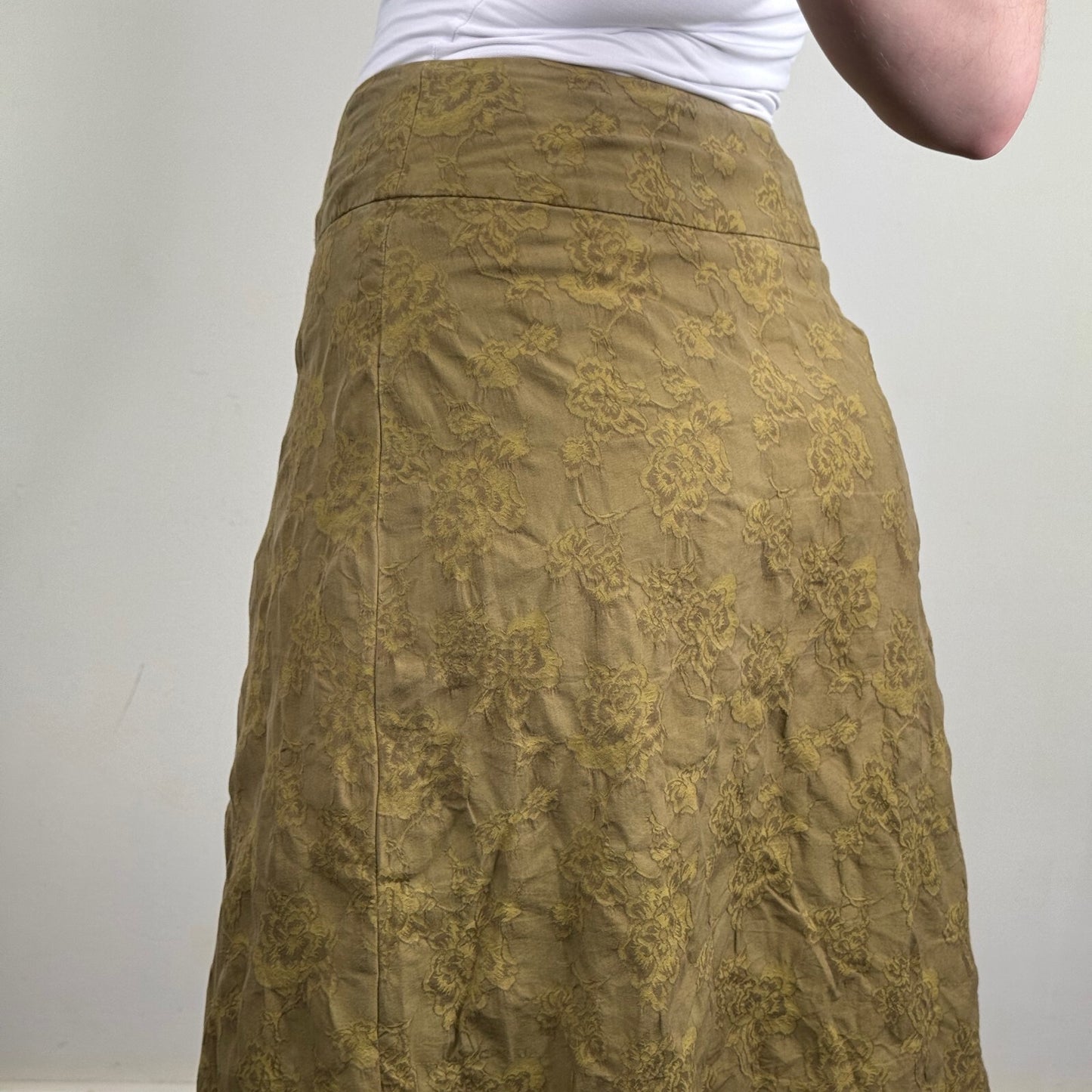 Y2K vintage Jigsaw midi skirt floral knee length a line fraying hem knee length