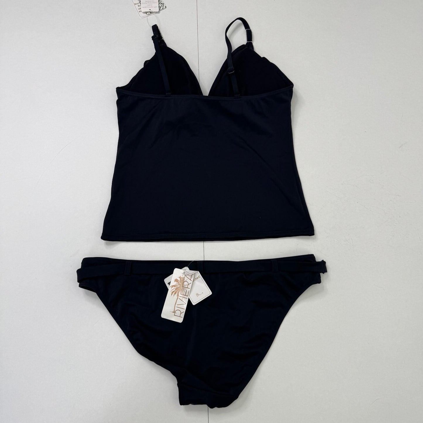 Y2K vintage tankini set rhinestone bikini bottoms tank cami with belt