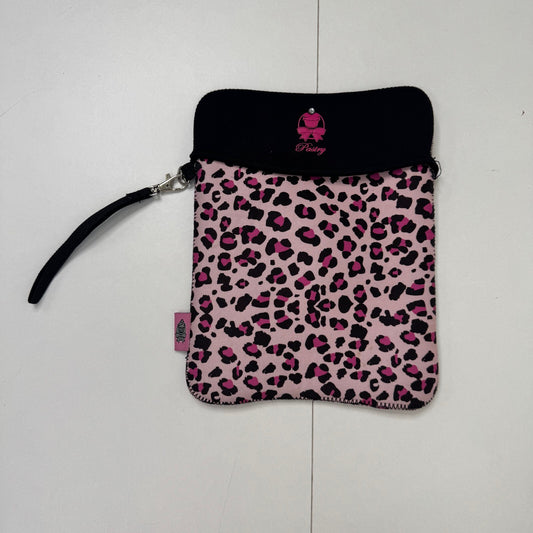 Y2K vintage tablet pouch ipad small laptop leopard print pink padded cupcake bow