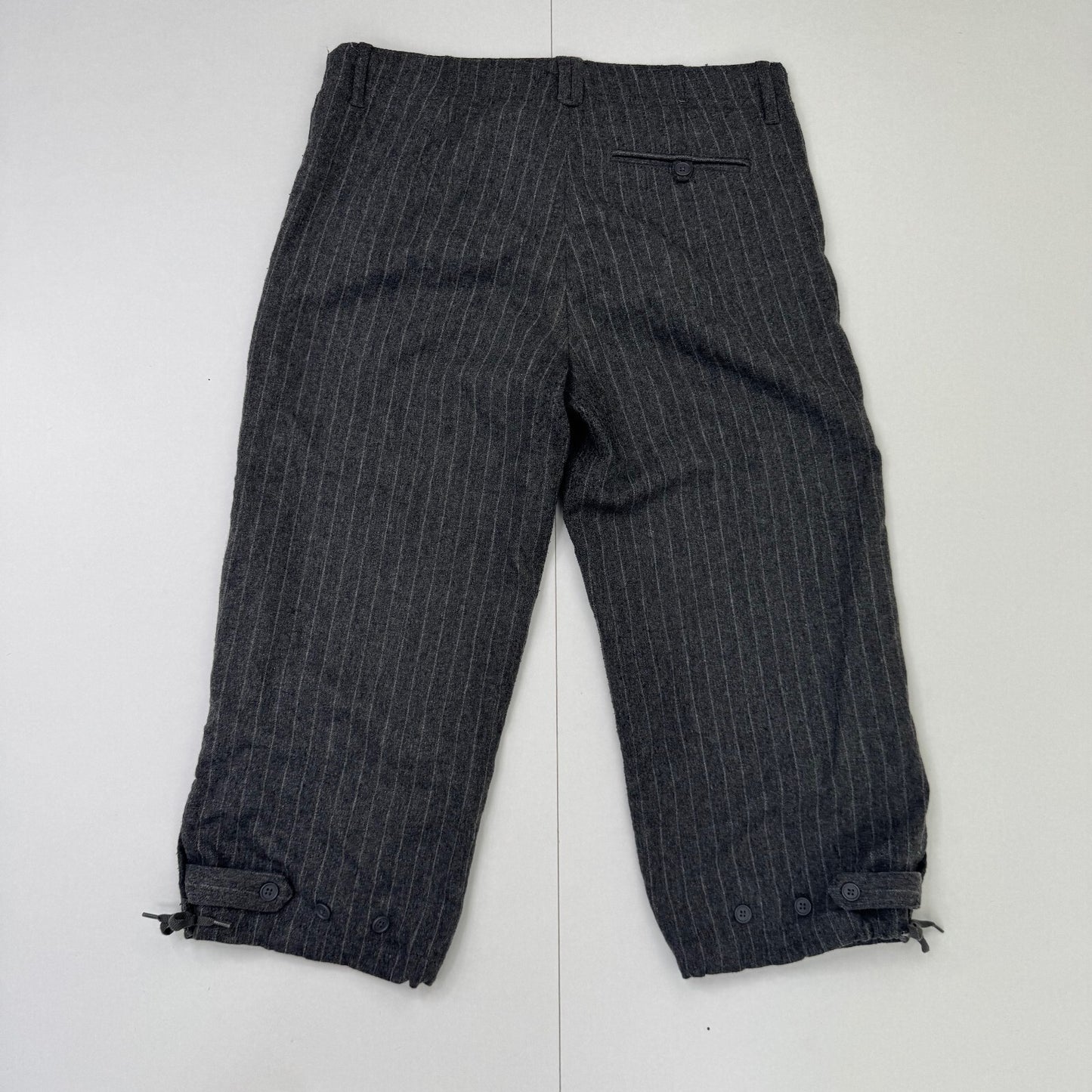 Y2K vintage capri trousers cropped wool blend pinstripe office tailored bow