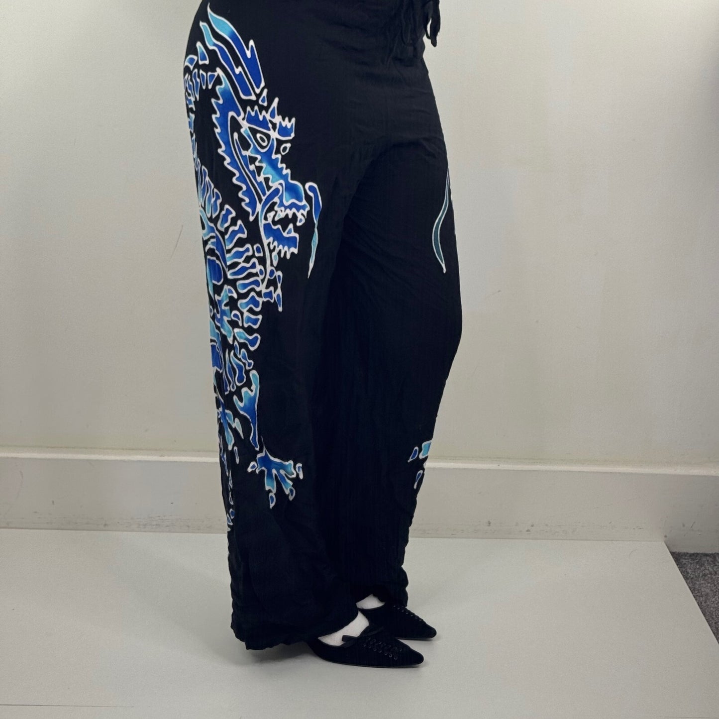 90s Y2K vintage dragon trousers lightweight baggy adjustable drawstring