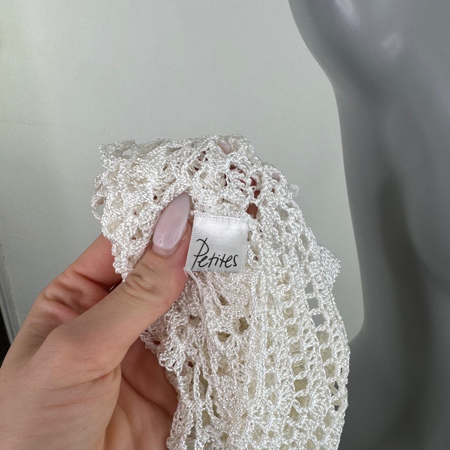 Y2K vintage short sleeve crochet top button up sheer knit v neck cardigan white