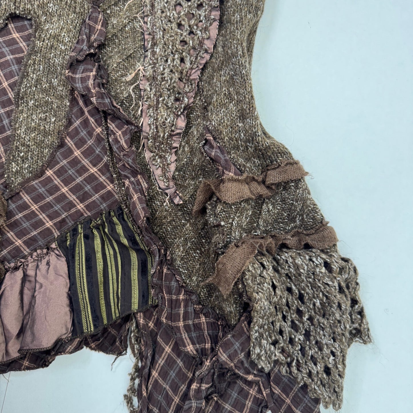 Y2K vintage Juju & Christine maxi skirt knit patchwork buckle boho asymmetrical