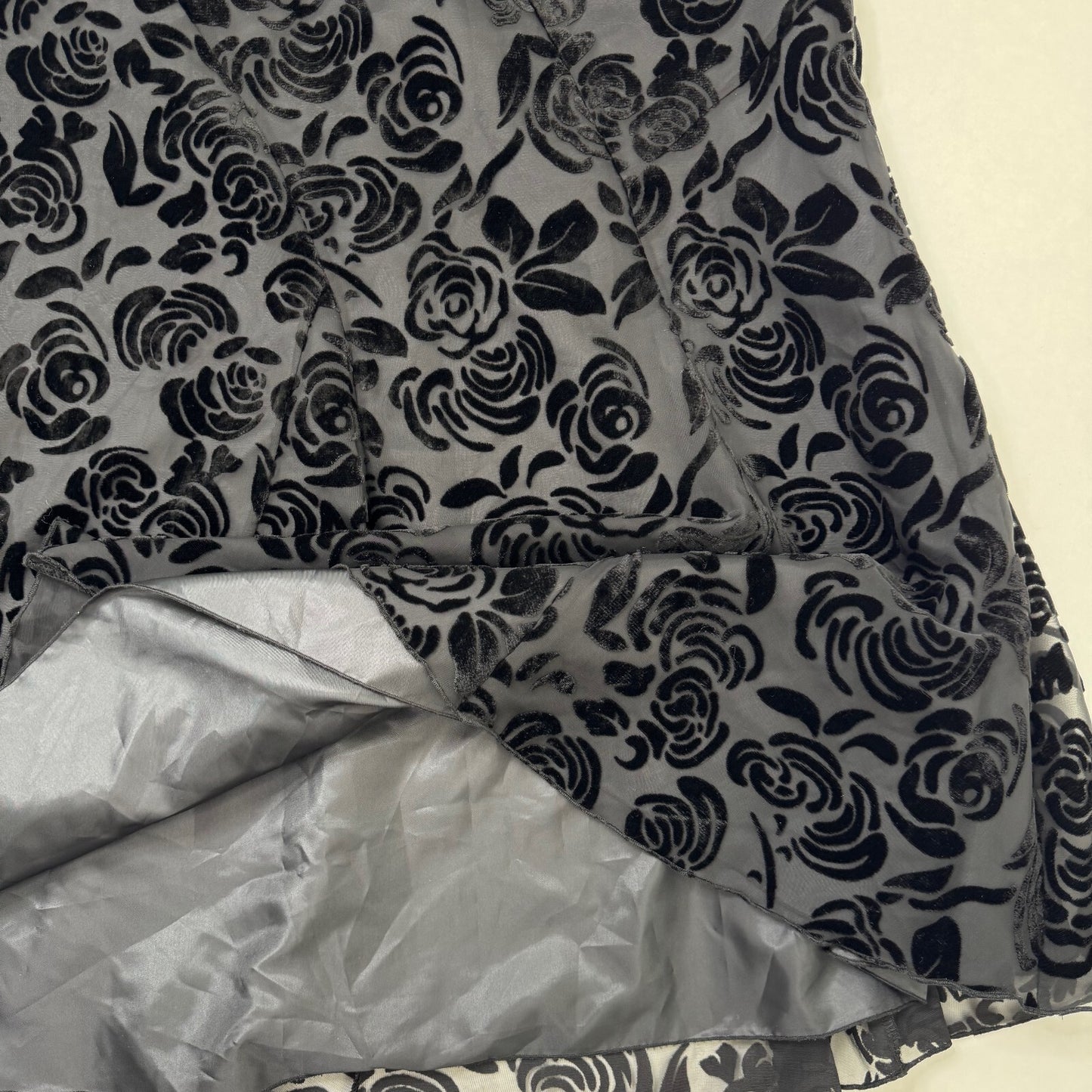 Y2K vintage Per Una maxi skirt a line velvet floral pattern double layer overlay