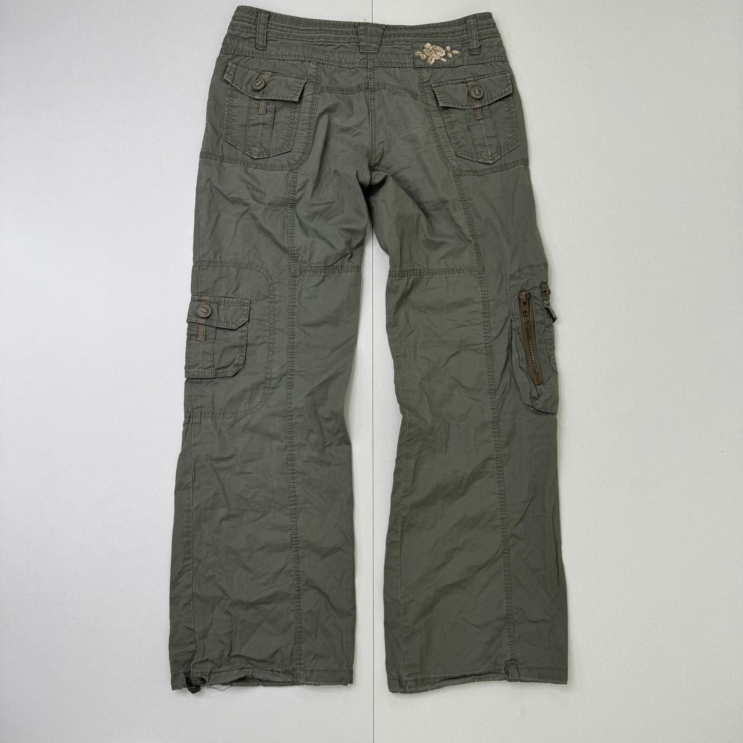 Y2K vintage Jane Norman cargo trousers low rise utility baggy khaki pockets