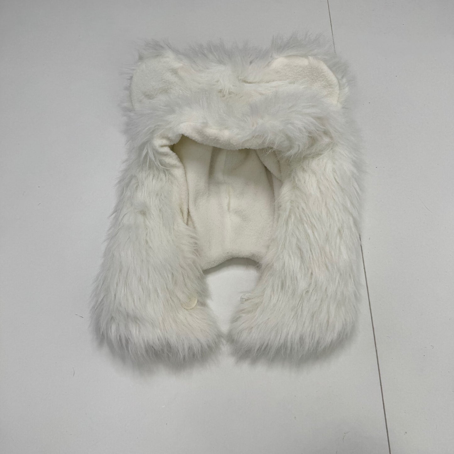Y2K vintage bear hat ears faux fur white trapper fleece lined unisex