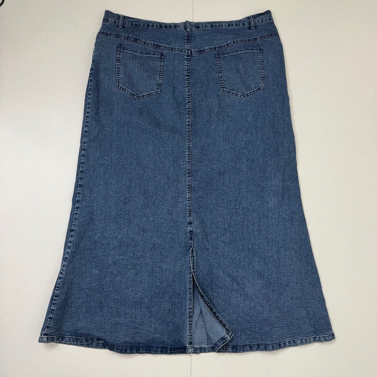 Y2K vintage maxi skirt denim rhinestones stretchy a line embroidered pattern