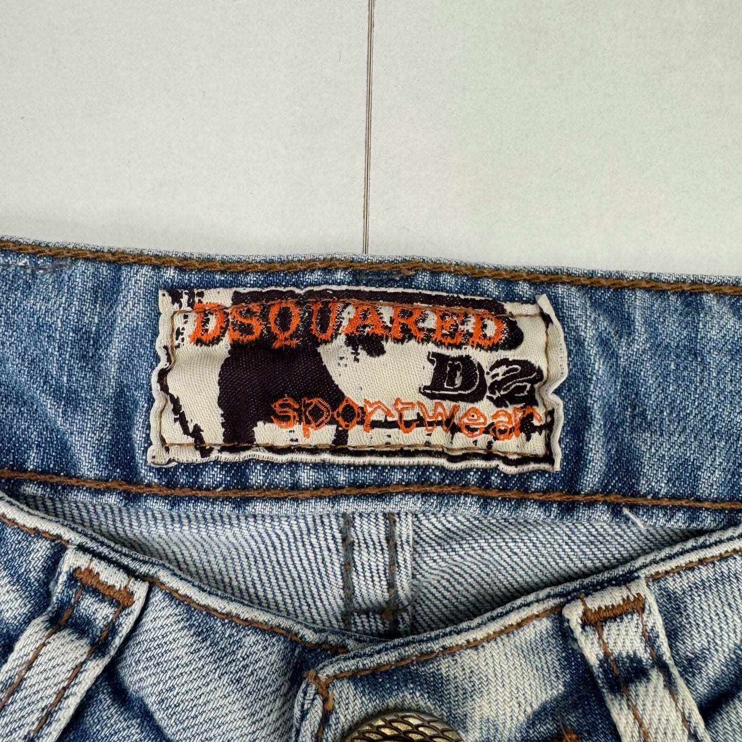 Rare AW03 Dsquared2 Archive Low Rise Distressed Embroidered Flared Jeans W26 L34