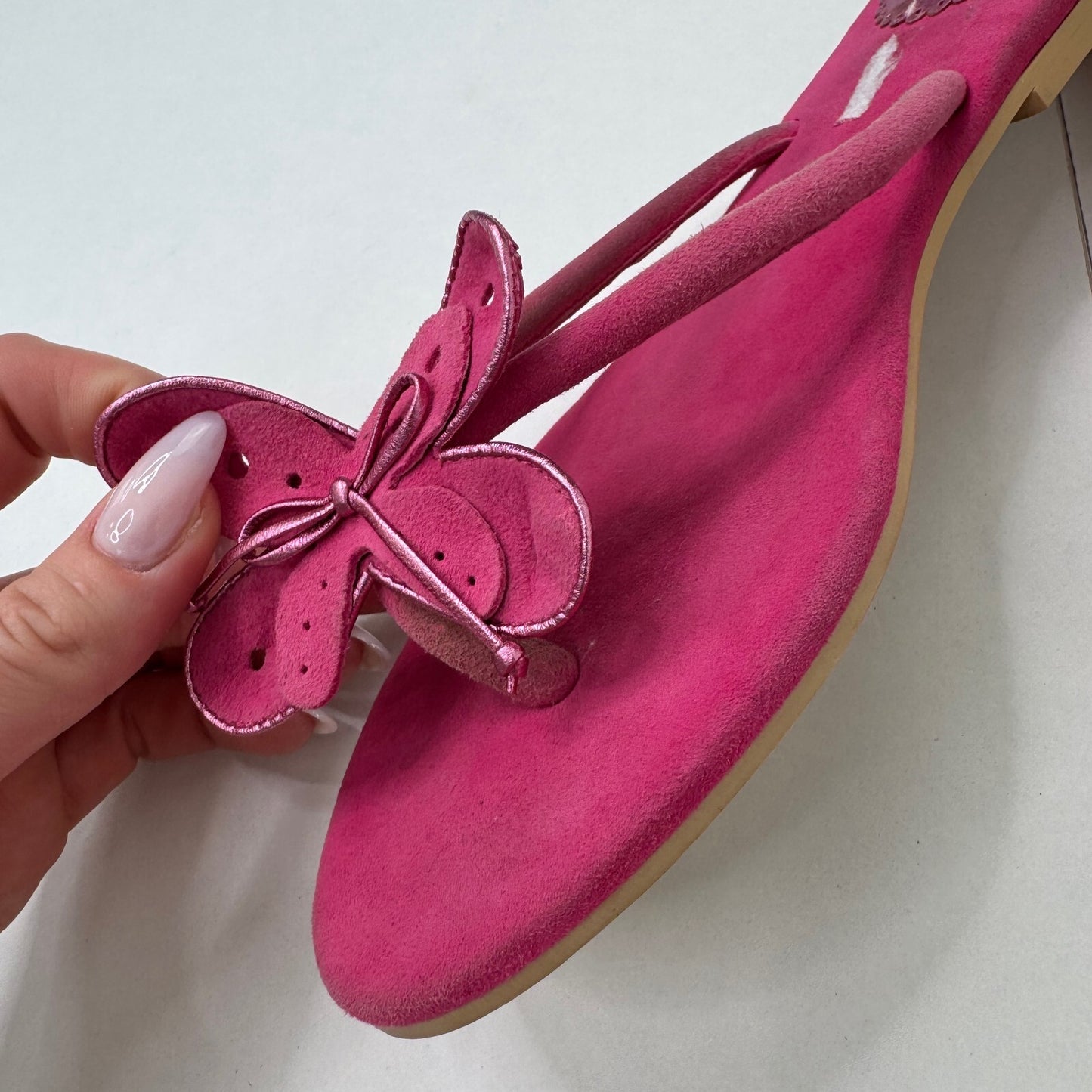 Y2K vintage Ted Baker flip flops sandals suede butterfly slip on summer
