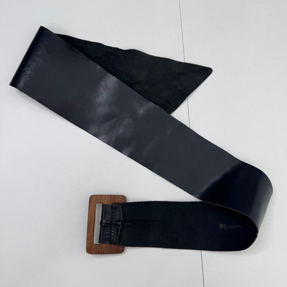 Y2K vintage genuine leather belt chunky oversized rectangle buckle