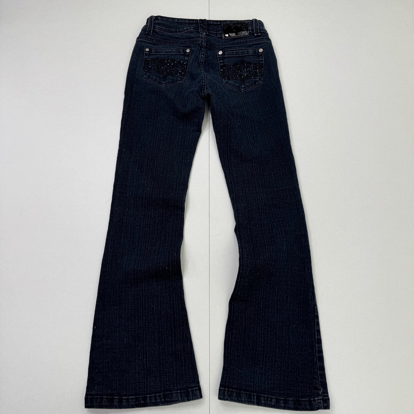 Y2K vintage Jane Norman bootcut denim jeans low rise embroidered stretchy