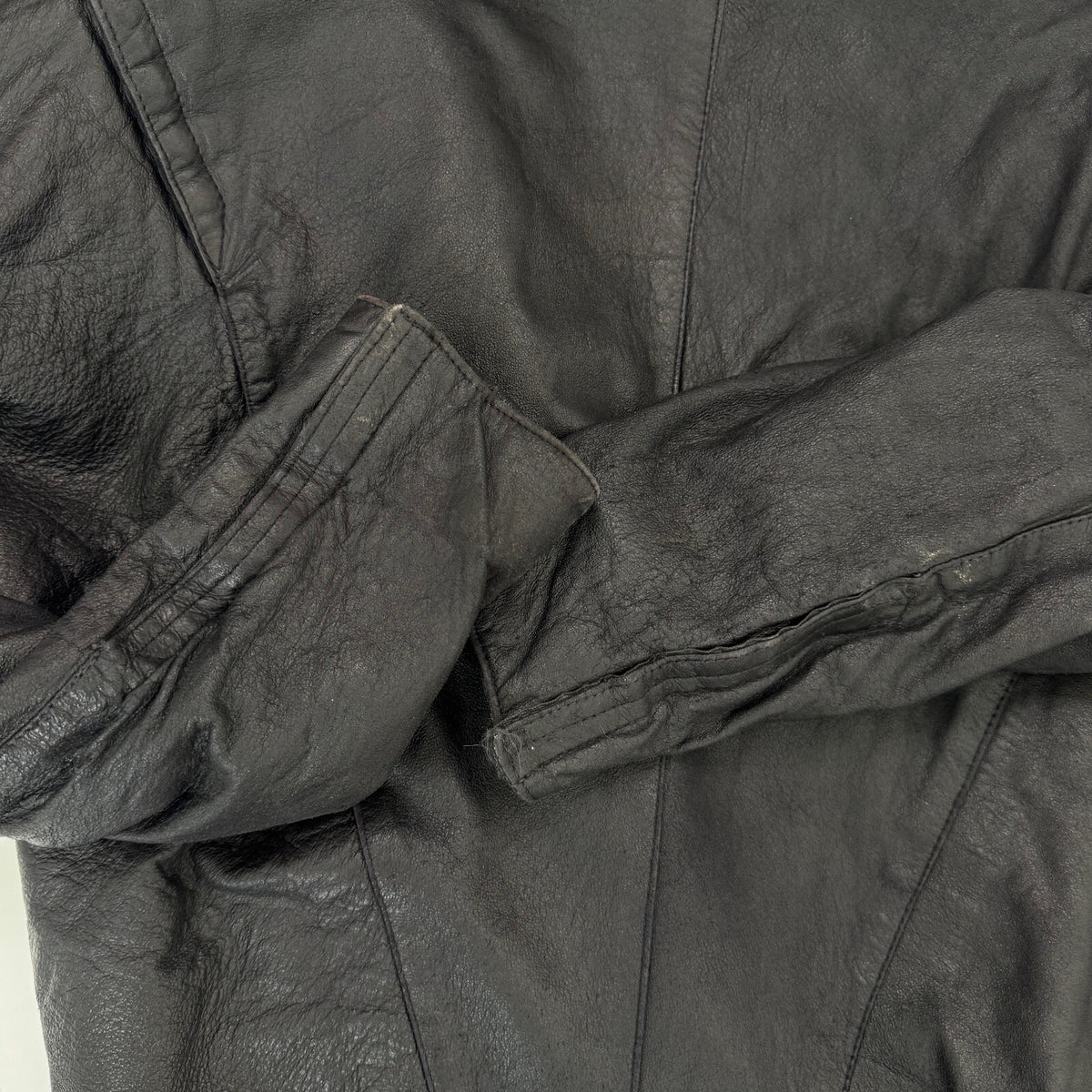 Vintage Genuine Leather Batwing Wrap Jacket Oversized Cowl Collar Statement 80s