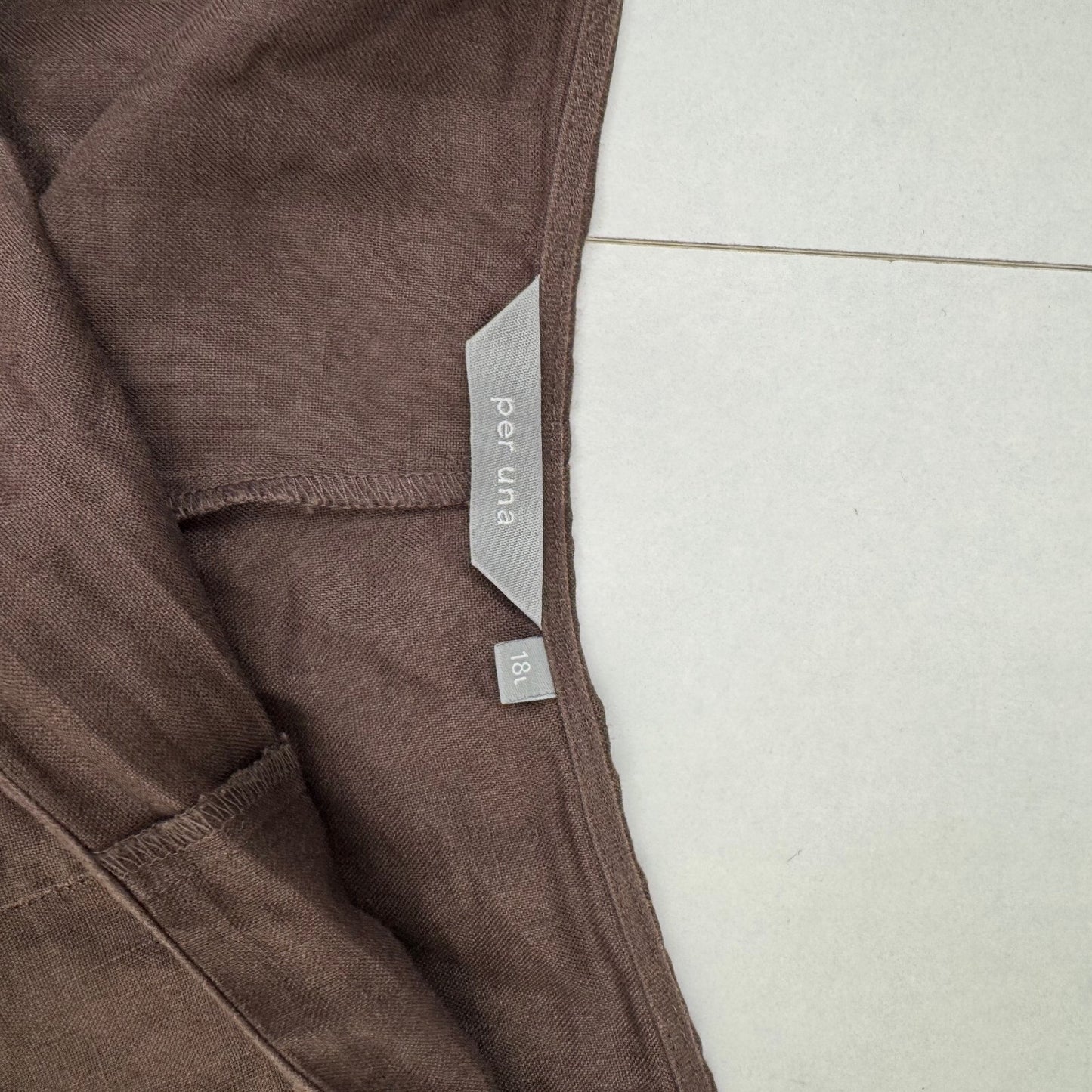 Y2K vintage Per Una maxi skirt 100% linen boho leaf sheer mesh brown a line