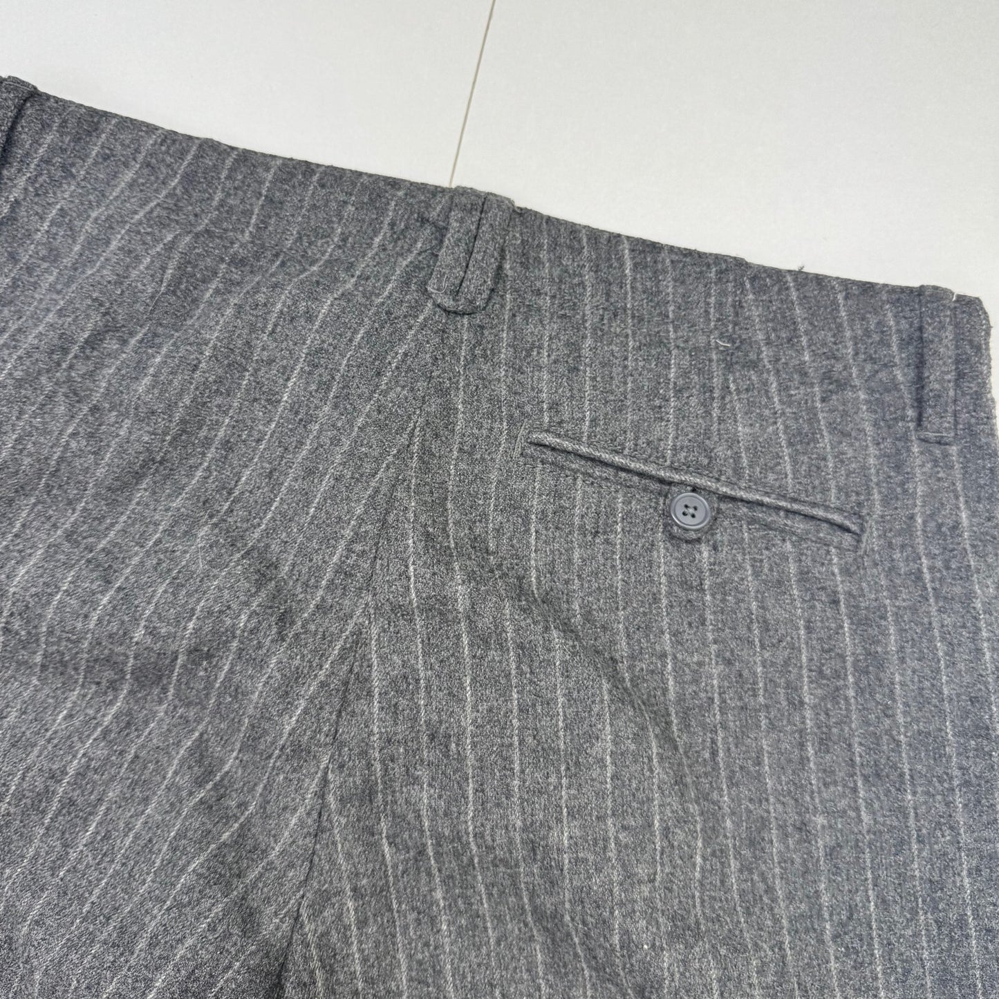Y2K vintage capri trousers cropped wool blend pinstripe office tailored bow