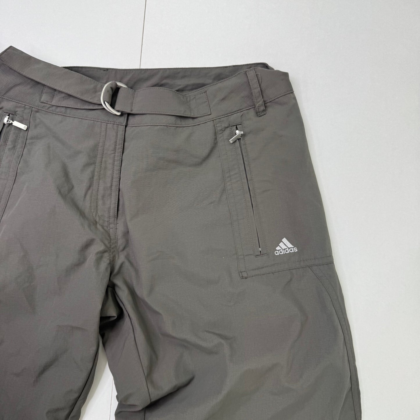 Y2K vintage Adidas capri joggers tracksuit bottoms utility khaki cropped