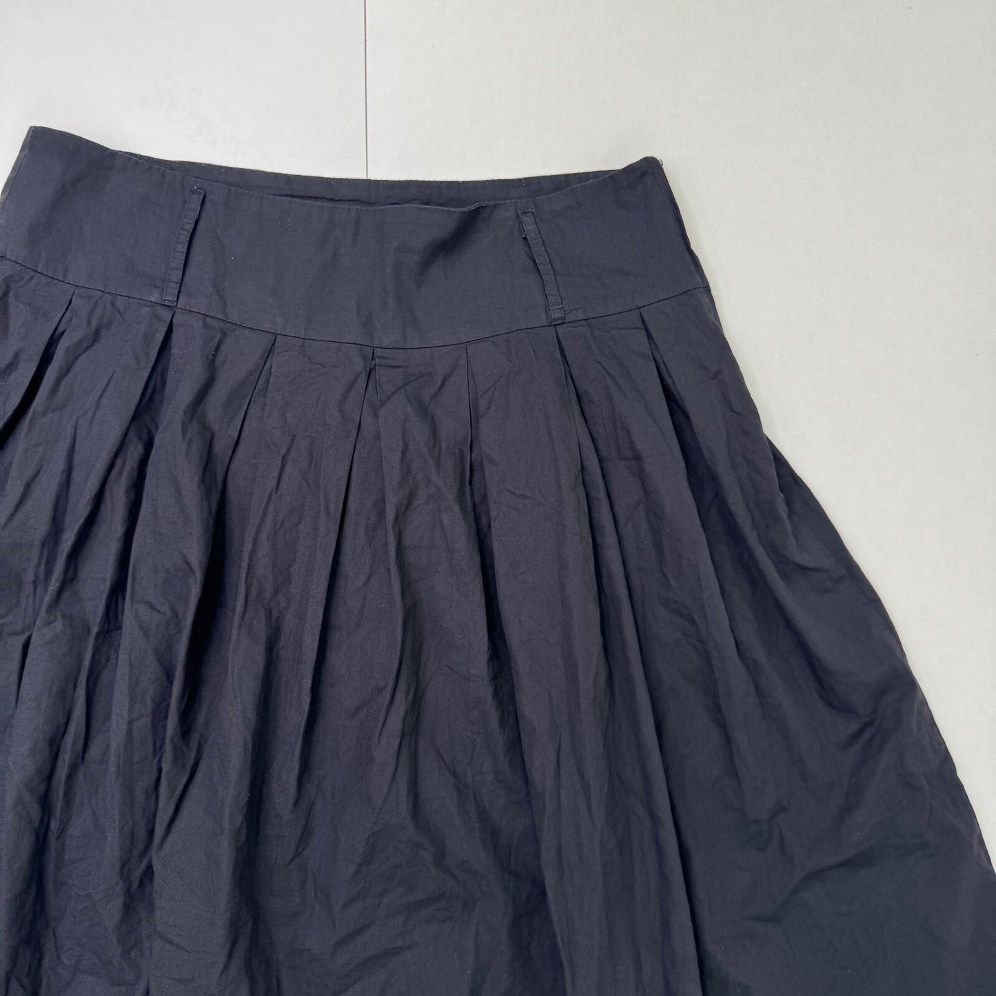 Y2K vintage midi skirt a line pleat knee length puffy black