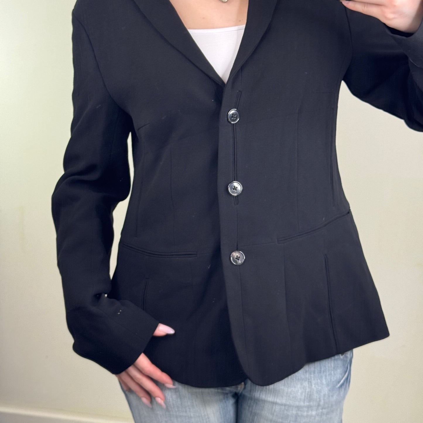 Vintage Jil Sander blazer jacket wool/ silk blend tailored button up v neck