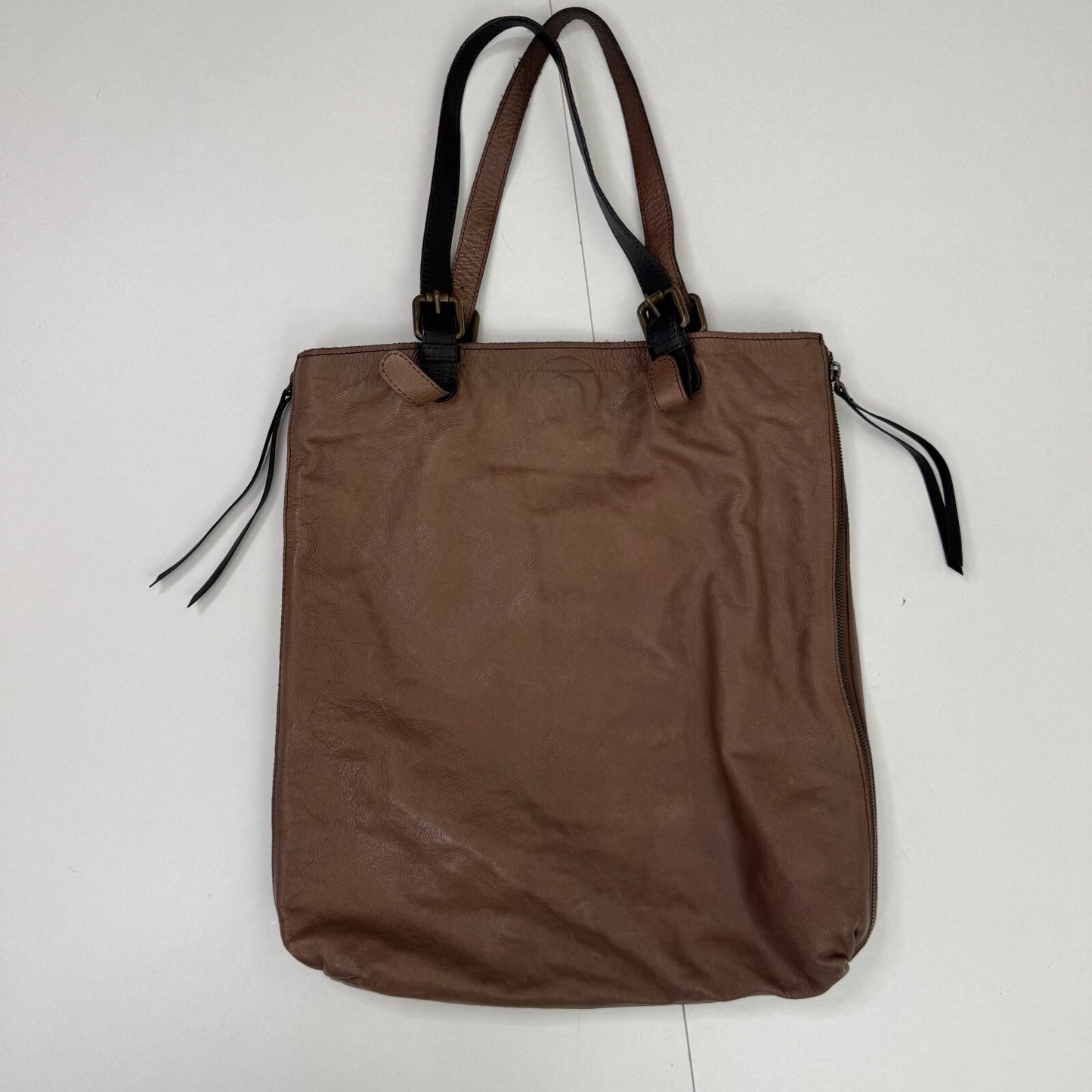 Vintage Gerard Darel Genuine Leather Large Shoulder Tote Bag Buckle Slouchy Boho