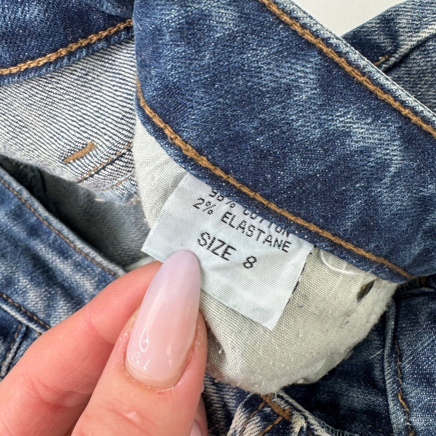 Y2K vintage low rise bootcut denim jeans distressed stitching faded dirty wash