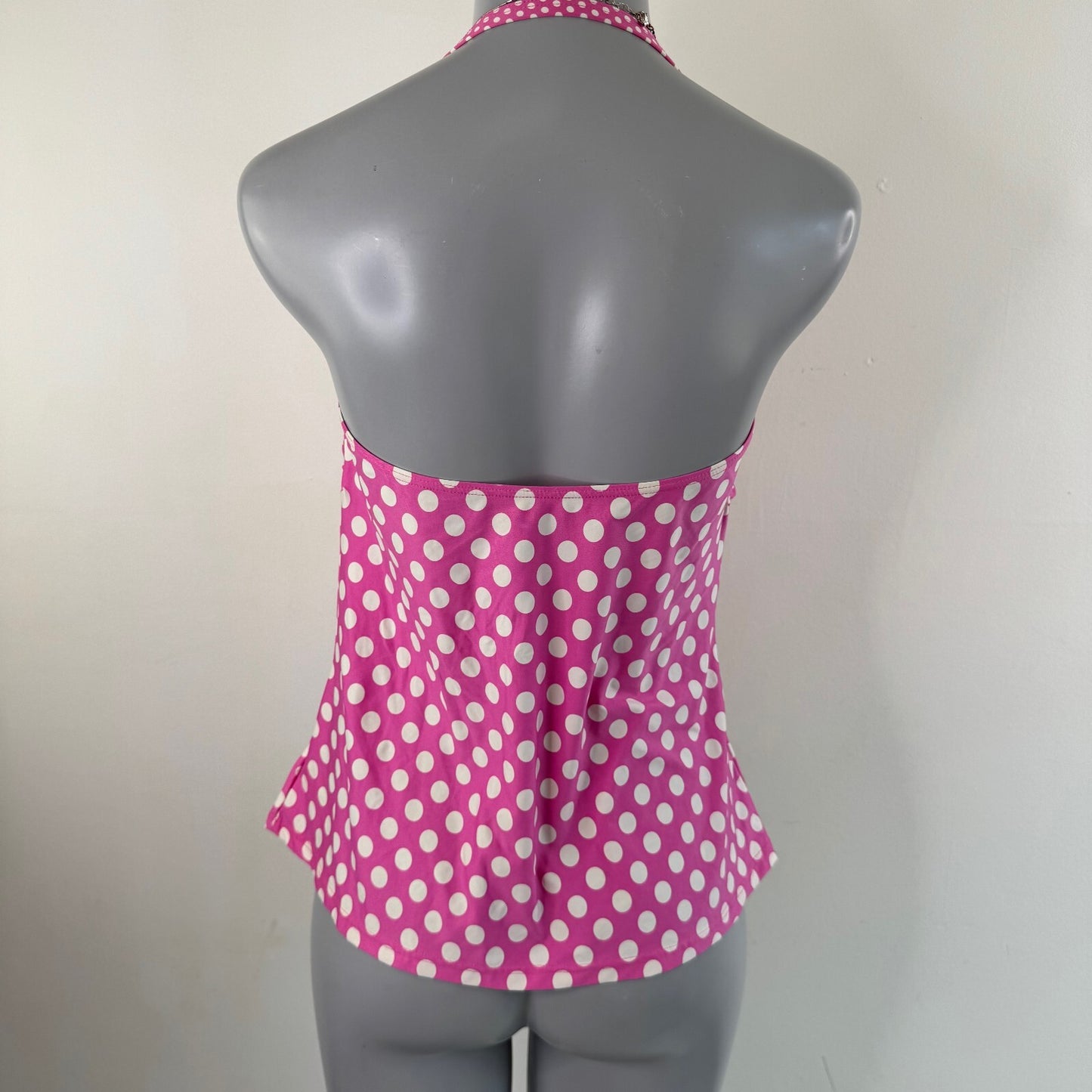 Y2K vintage tankini top halter neck polka dot bow ruffle ruched