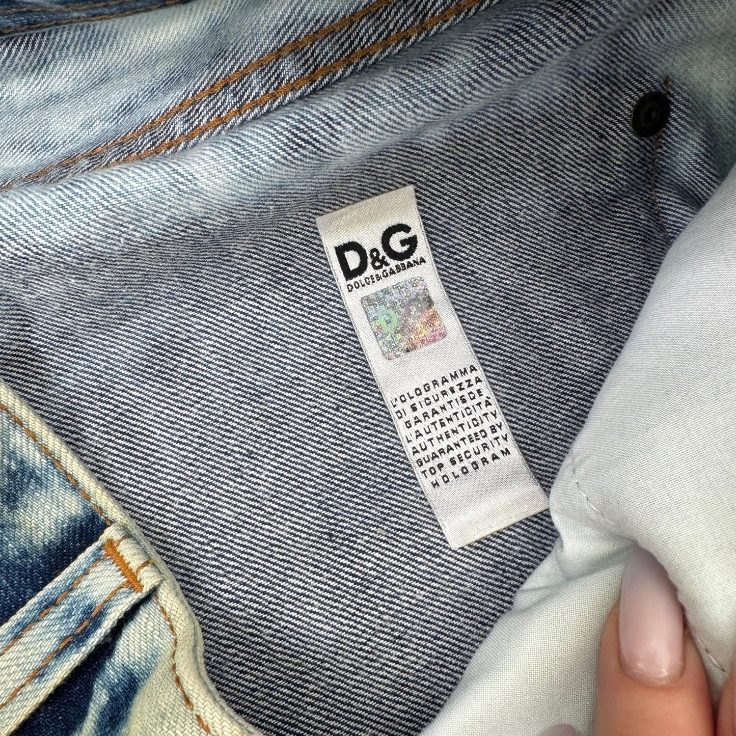 Y2K vintage Dolce & Gabbana bootcut denim jeans acid faded light blue wash