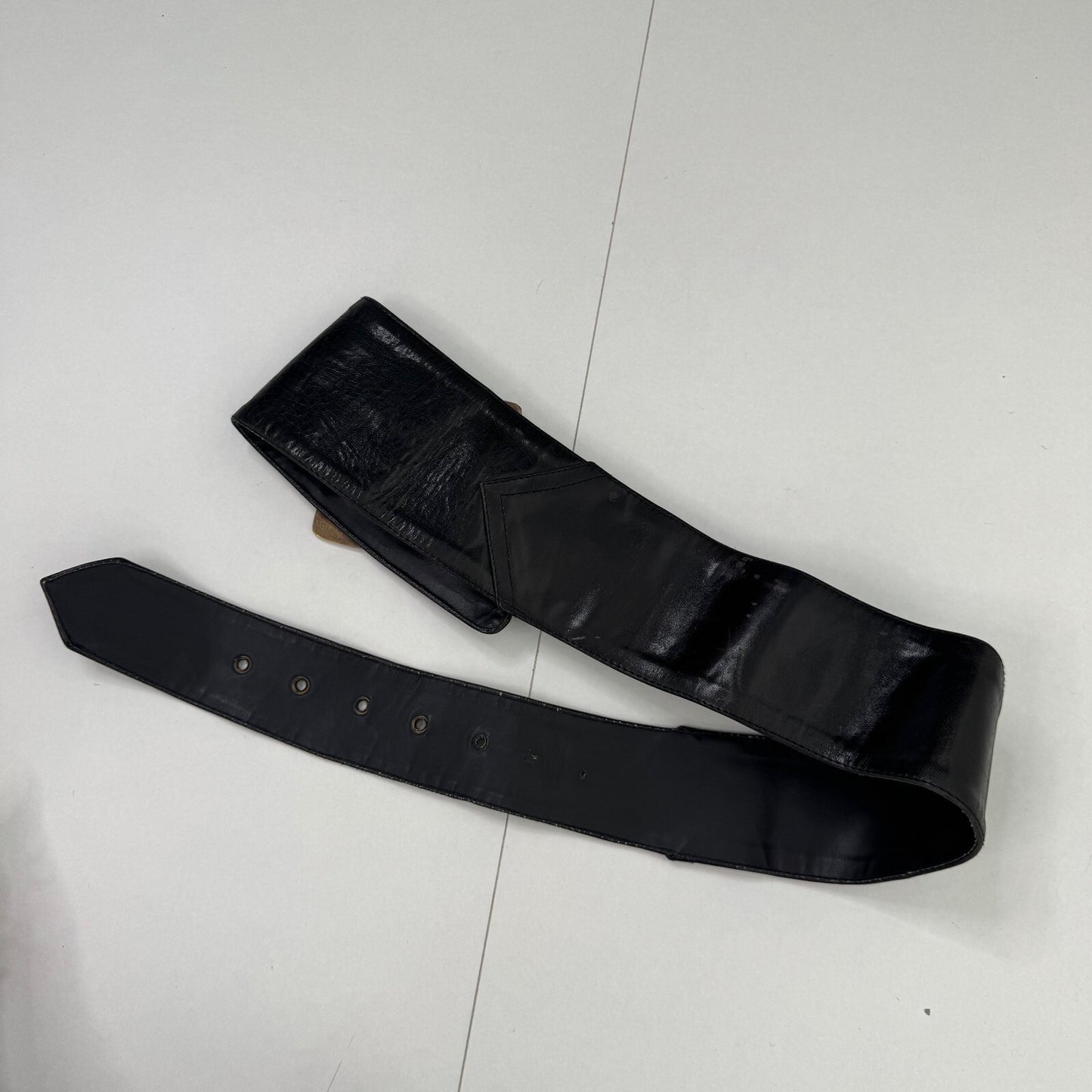 Y2K vintage genuine leather belt chunky oversize square buckle