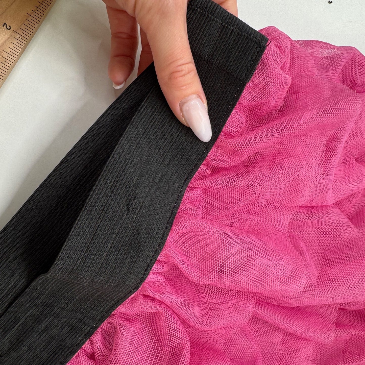 Y2K vintage mini skirt mesh tutu frilly rara tiered pink black ruffle