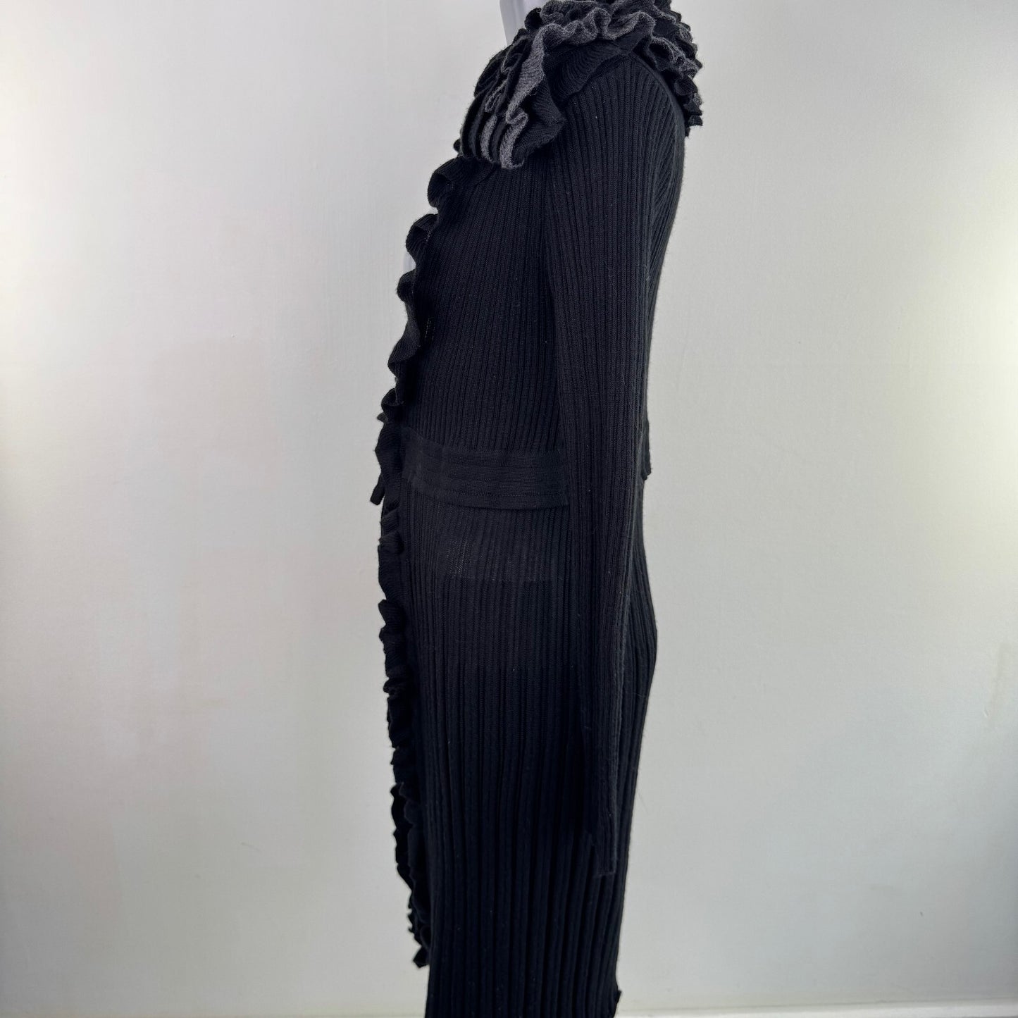 Y2K vintage Per Una cardigan wool blend long knit open bust bow ruffle frill
