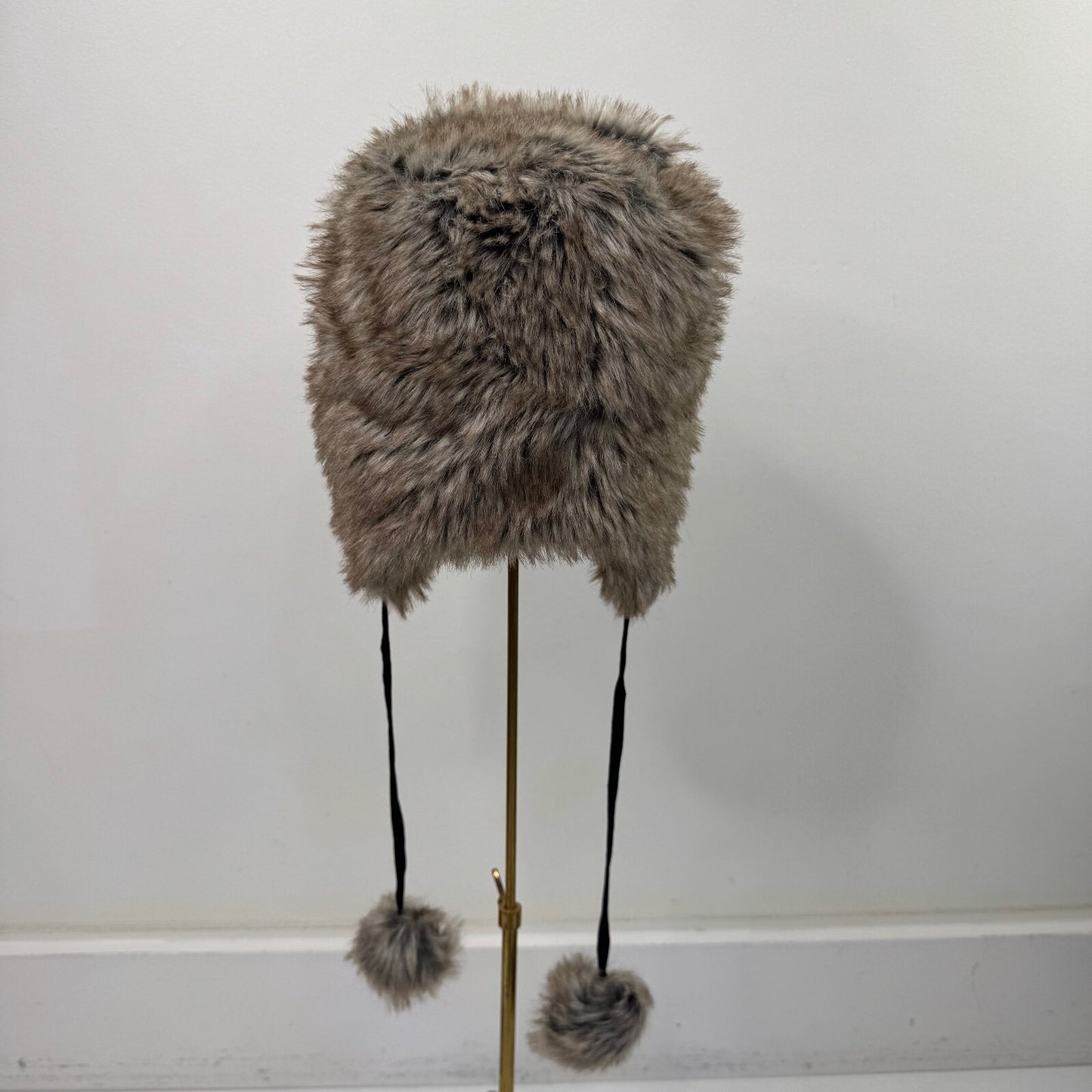 Y2K vintage trapper hat faux fur pom poms fleece lined unisex