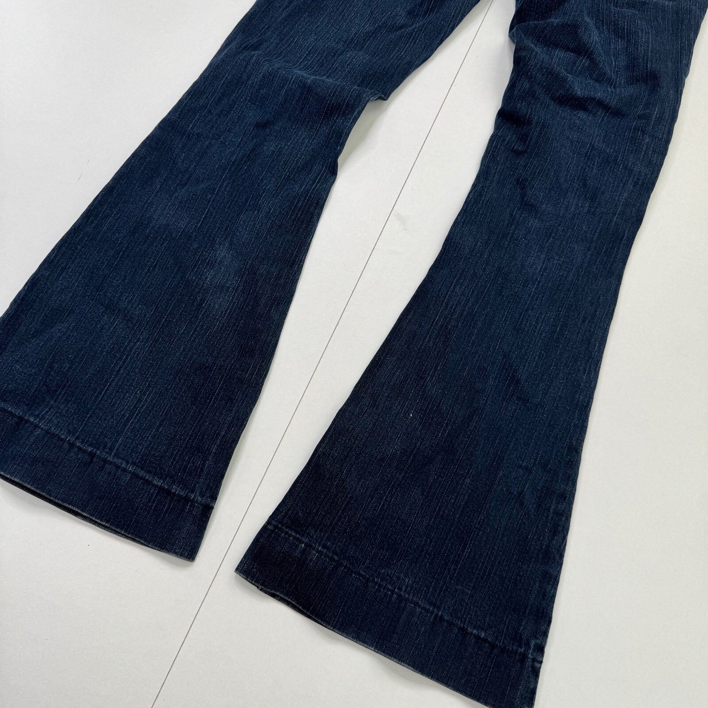 Y2K vintage bootcut denim jeans low rise stretchy dark blue wash flare