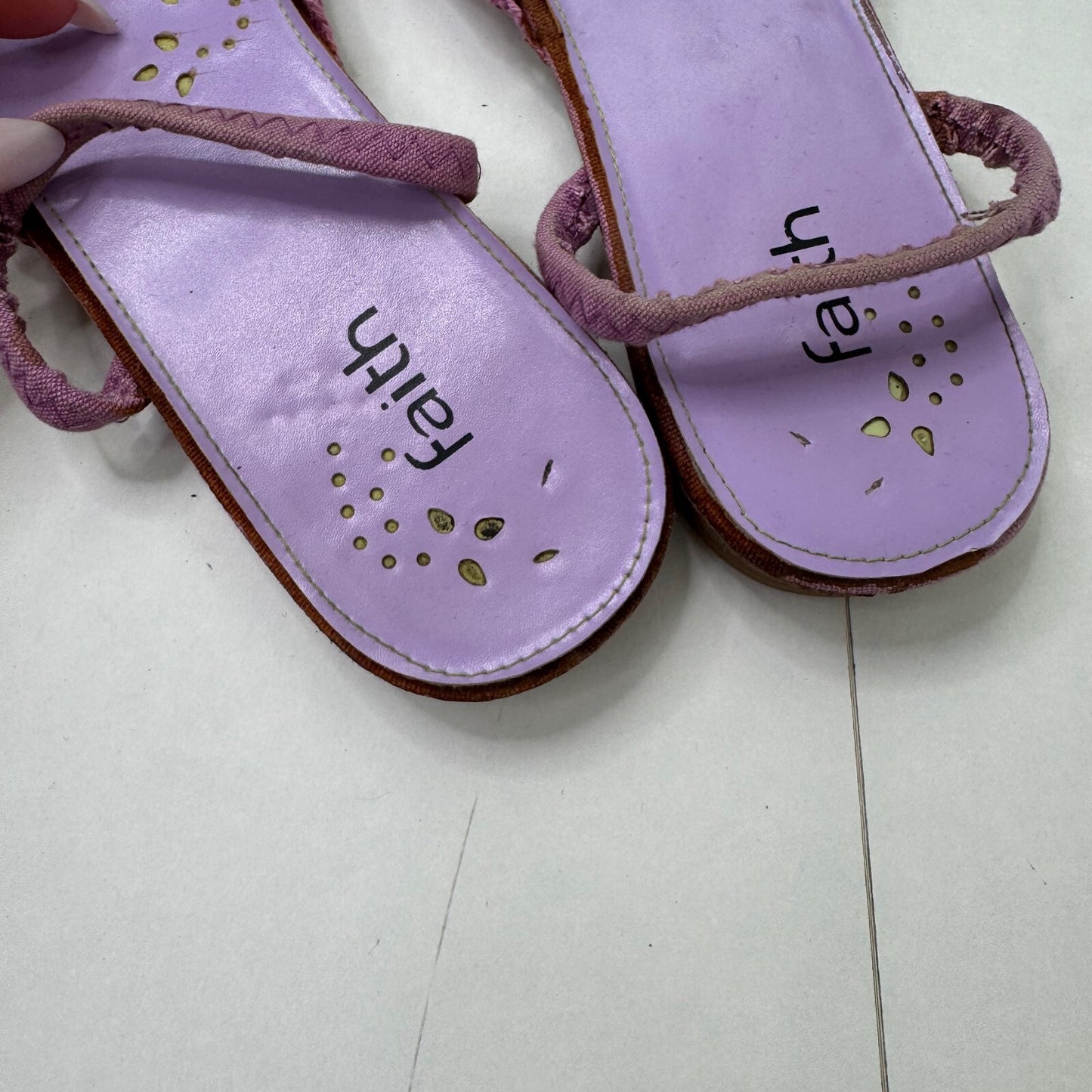 Y2K vintage Faith slip on sandals crochet butterfly lilac summer boho holiday