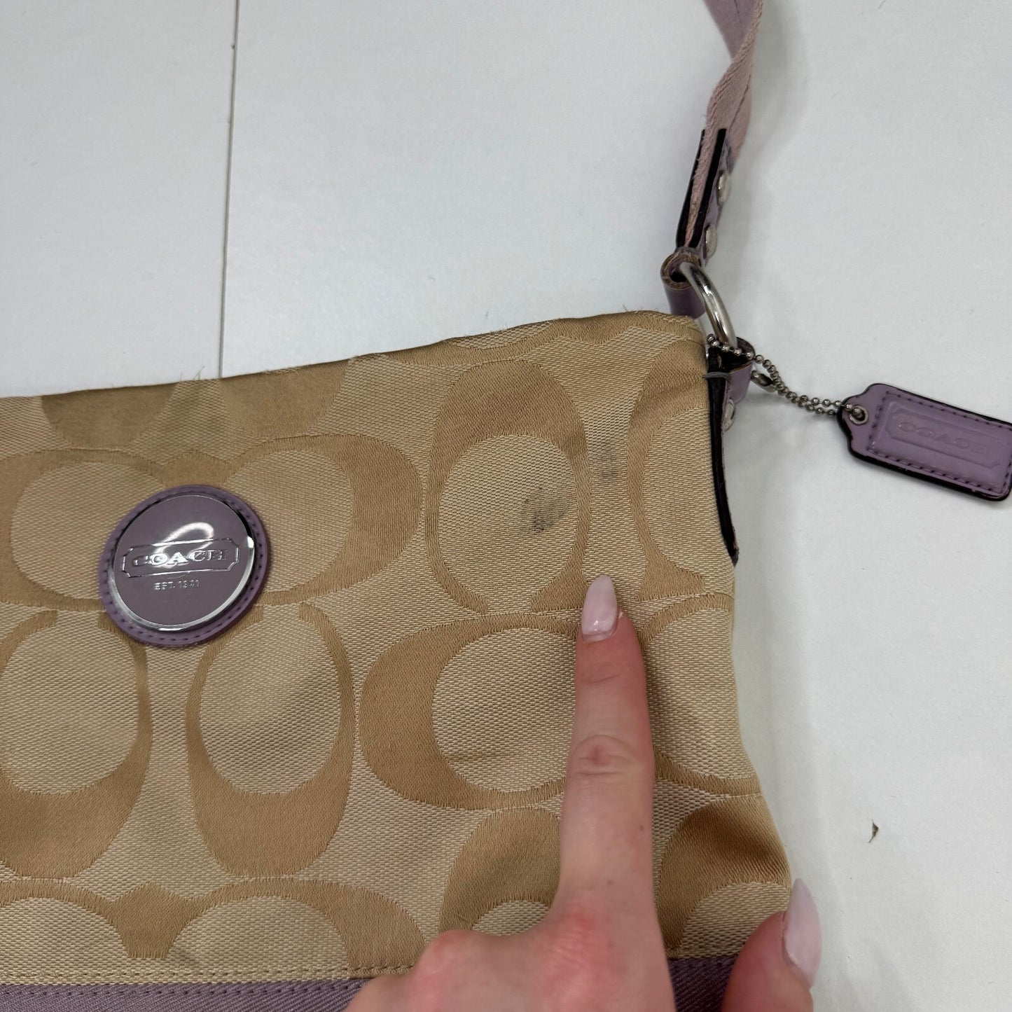 Vintage 2011 Coach Legacy Signature Stripe Swingpack crossbody bag large F17435