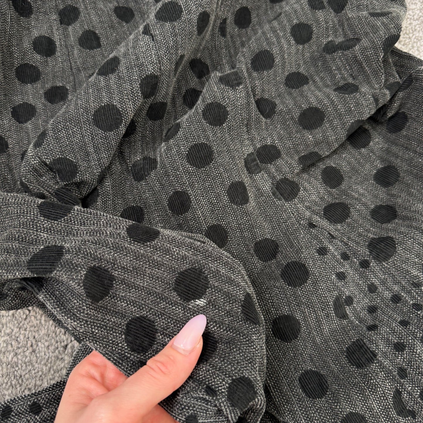 Y2K vintage Per Una maxi skirt polka dot cotton a line gathered grey black